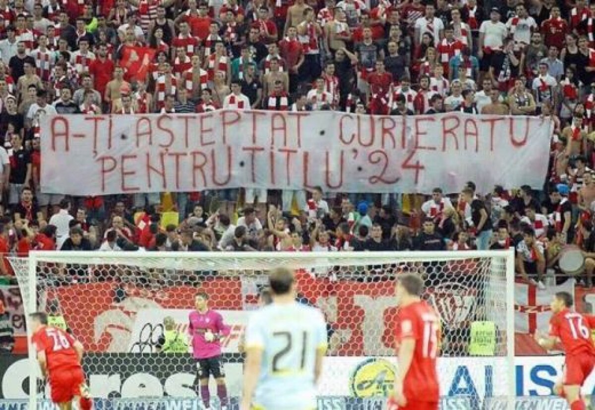 FOTO Încă o gafă a suporterilor lui Dinamo! Euforia derby-ului i-a făcut să uite să termine un cuvînt dintr-un banner :)