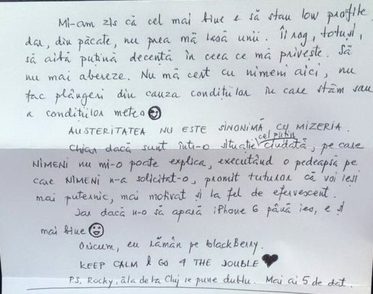 FOTO Mihai Stoica scrie de mînă din închisoare » Cum a fost posibil ca mesajul său să fie postat pe Facebook