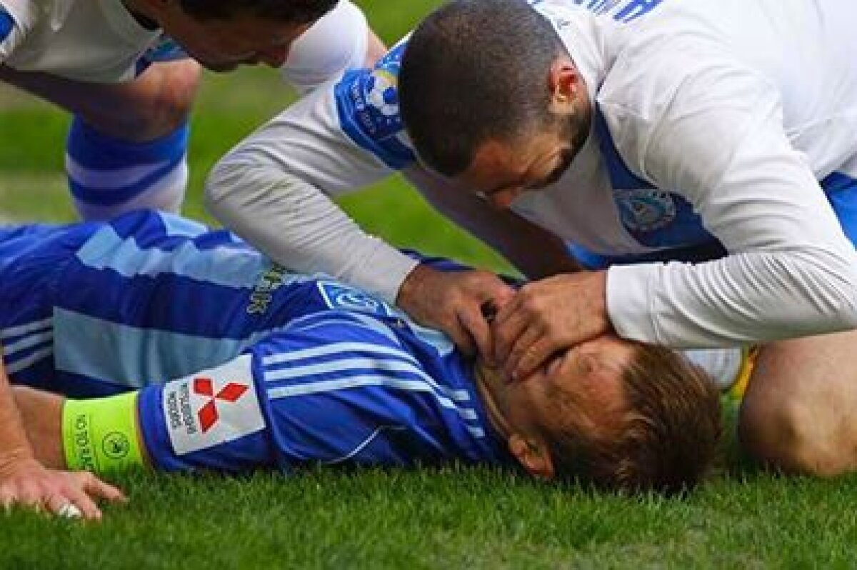 VIDEO şi FOTO » Gusev, accidentare înfiorătoare în derby-ul Dnepr - Dinamo » "Adversarii i-au salvat viaţa!"