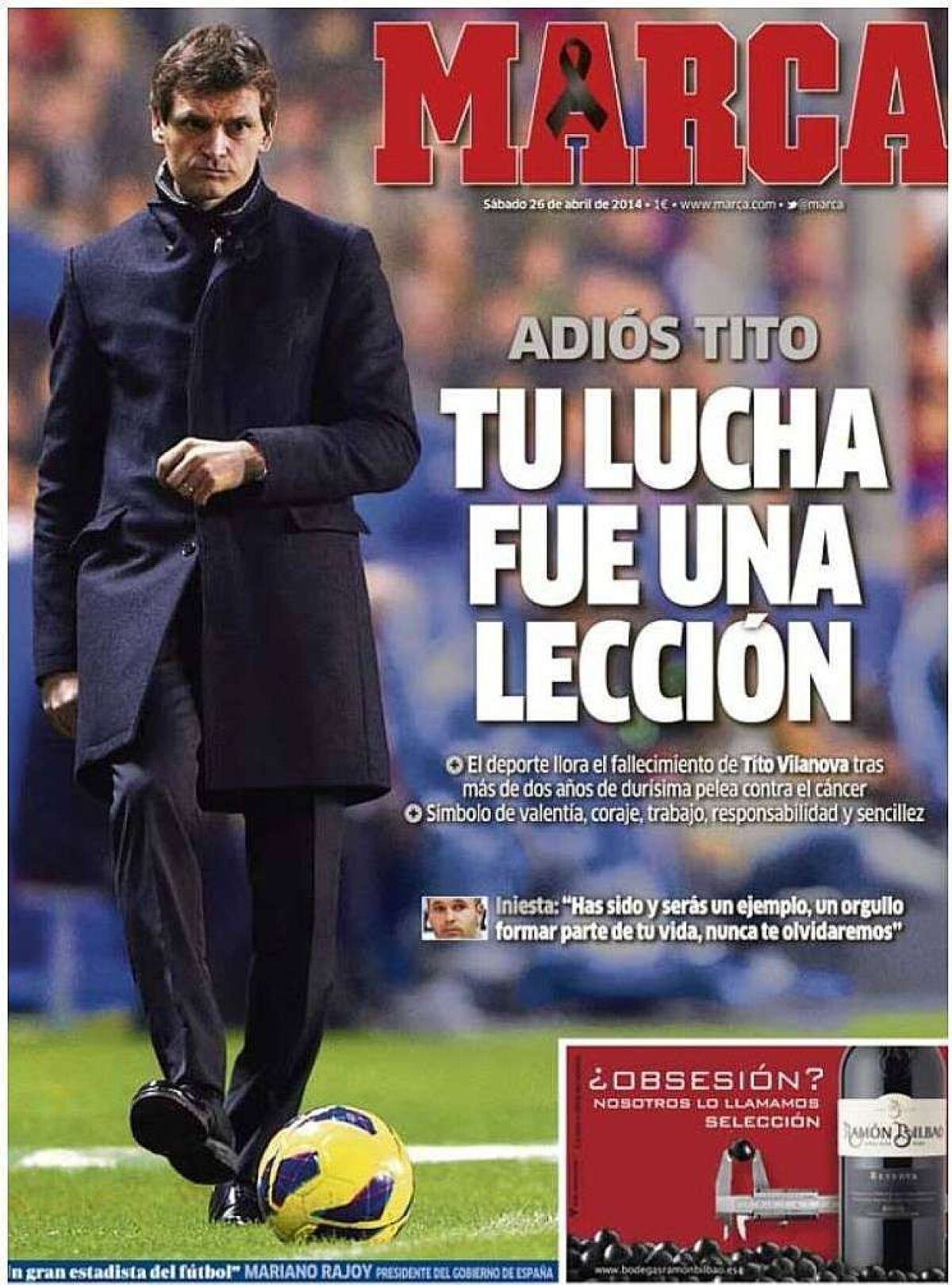 FOTO Lacrimi pentru Mister Barca » Fotbalul mondial şi-a luat adio de la Tito Vilanova, omul care a trăit numai pentru Barcelona