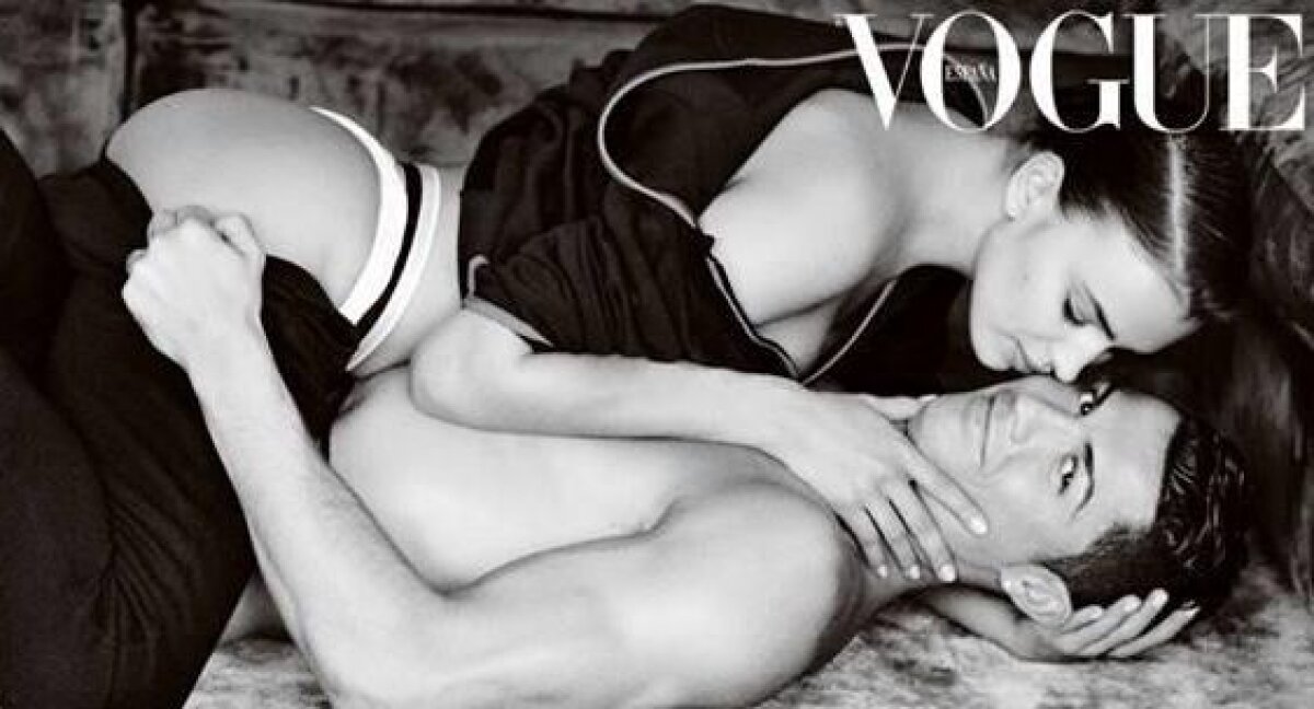 FOTO&VIDEO Irina Shayk şi Cristiano Ronaldo, "amor şi fotbal" în revista Vogue. Portughezul a pozat gol