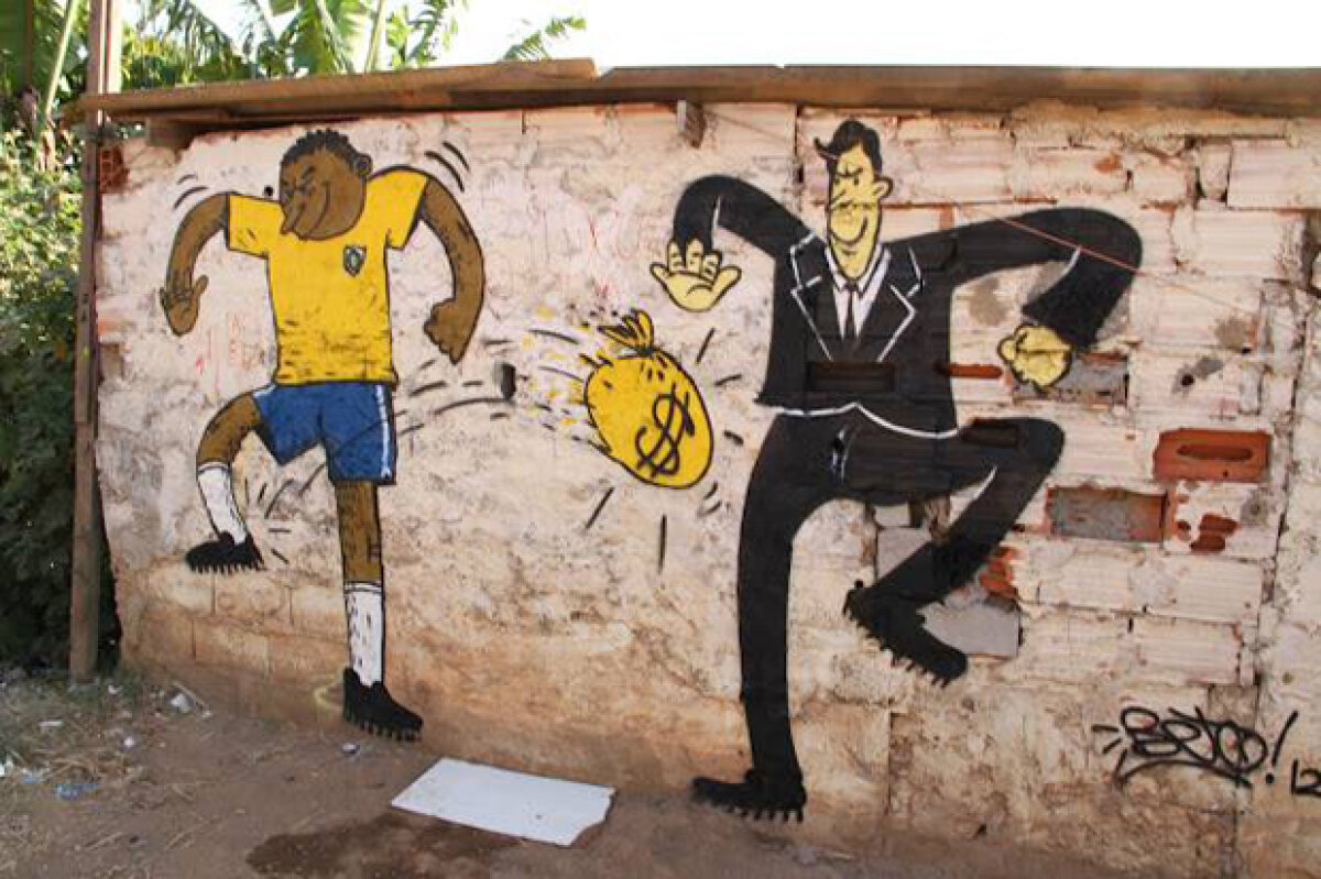FOTO Brazilienii îşi exprimă revolta şi prin creativitate » Top 14 cele mai puternice graffiti-uri anti-FIFA