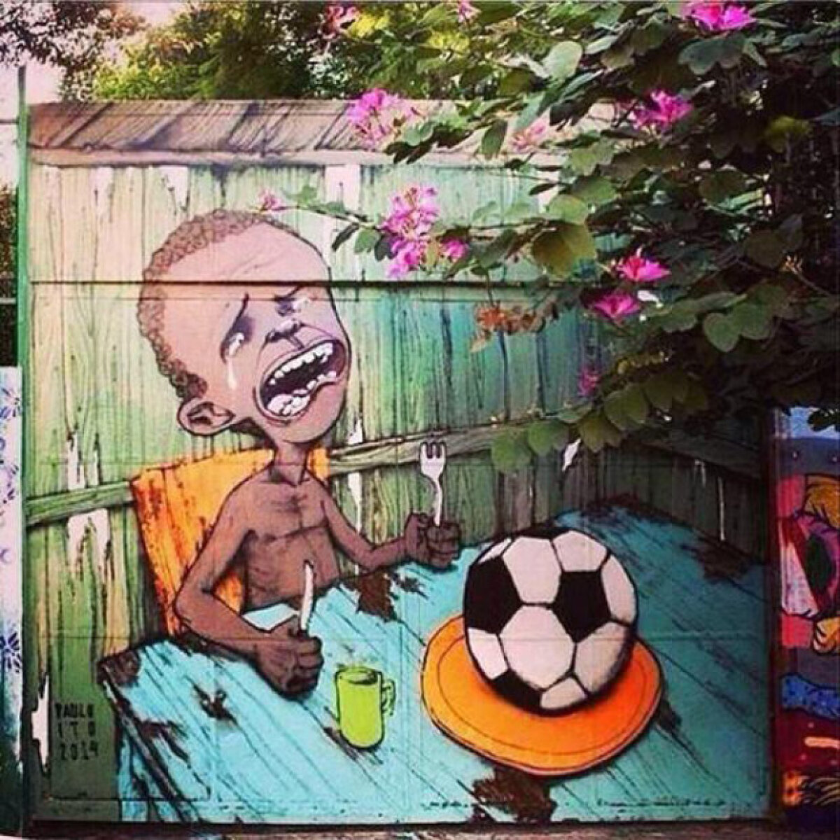 FOTO Brazilienii îşi exprimă revolta şi prin creativitate » Top 14 cele mai puternice graffiti-uri anti-FIFA