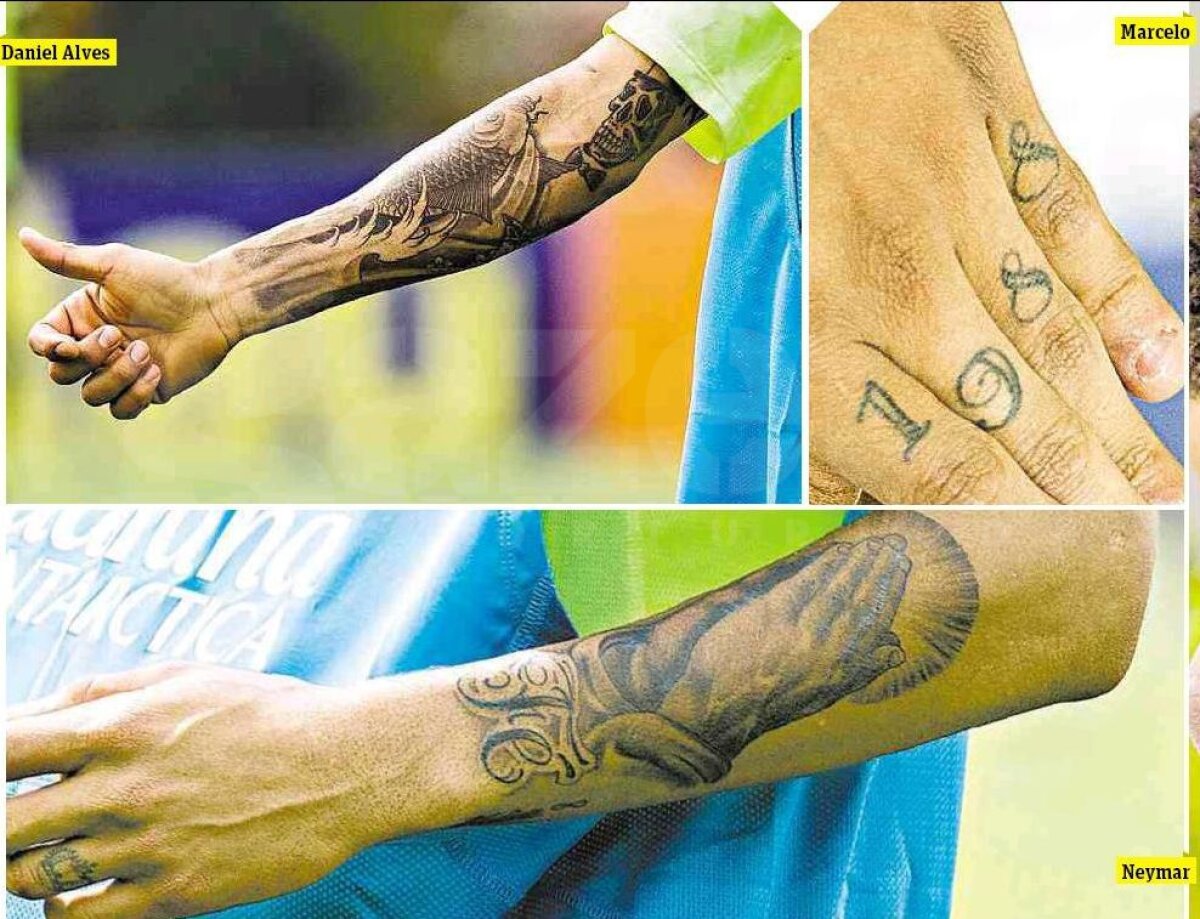 Însemnaţii » 10 din 11 titulari ai Braziliei sînt tatuaţi. Singurul jucător care face notă discordantă