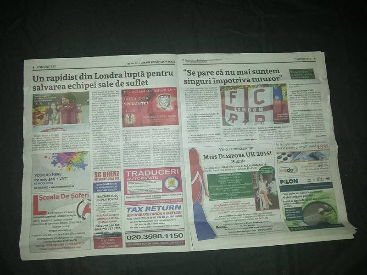 FOTO Campanie a unui rapidist care locuieşte în Londra pentru ajutarea clubului