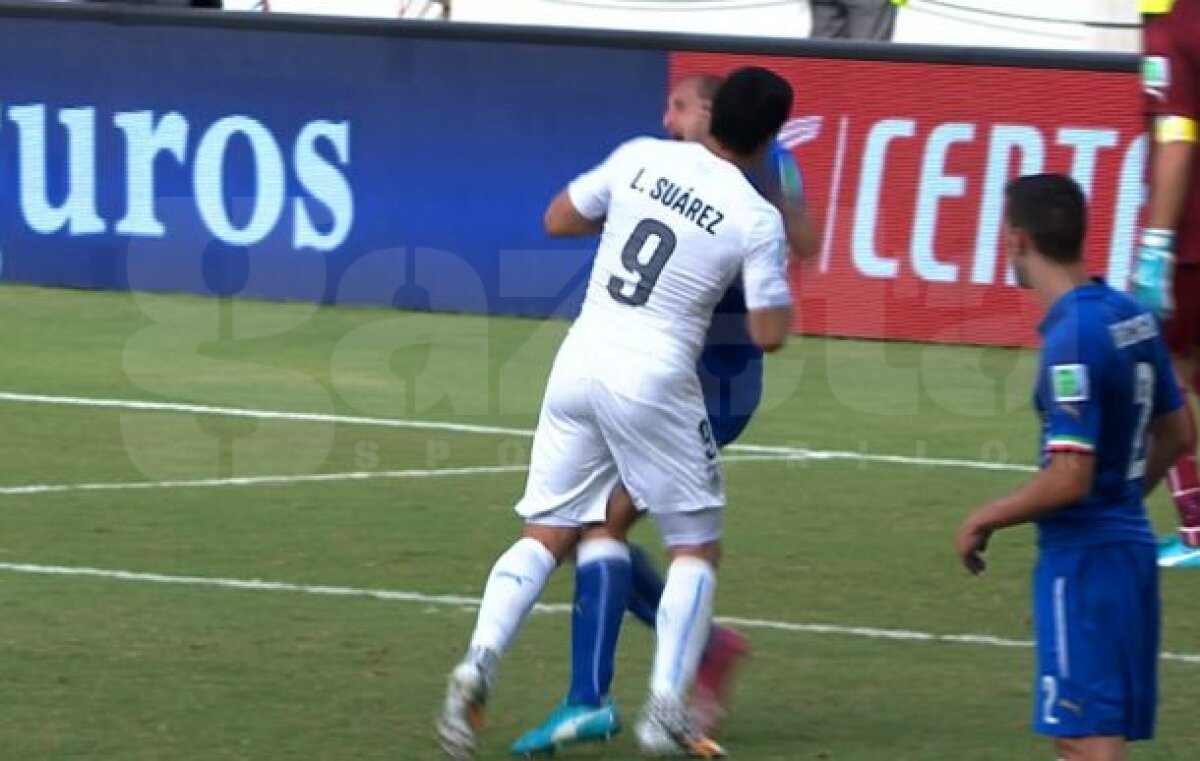 FOTO şi VIDEO Nu se poate abţine! Luis Suarez şi-a muşcat din nou un adversar » Chiellini, pe listă cu Bakkal şi Ivanovici