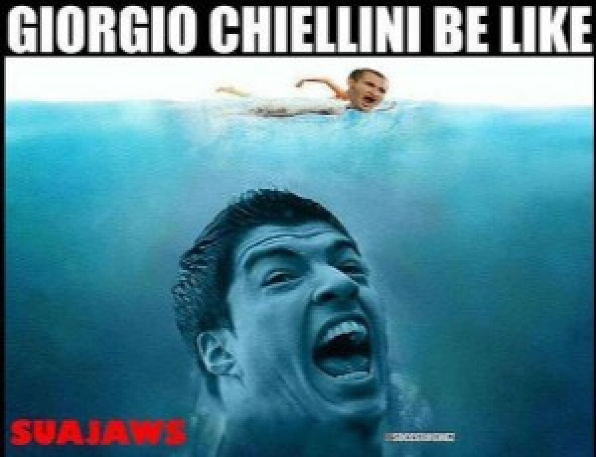 GALERIE FOTO Zombie, cîine sau rechin? » Cum a fost surprins Luis Suarez după lovitura de aseară