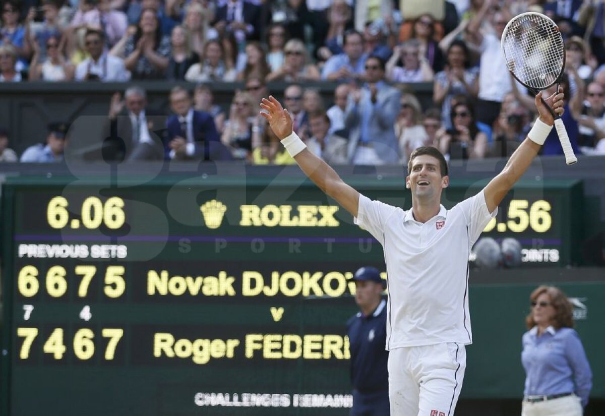 GALERIE FOTO Dramatic! Novak Djokovici cîştigă trofeul la Wimbledon după 5 seturi spectaculoase cu Roger Federer