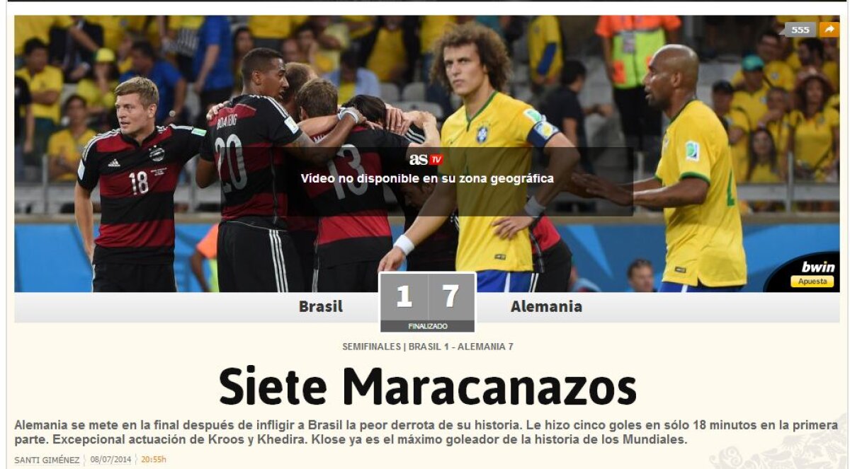 FOTO Dezastrul Braziliei a făcut înconjurul lumii! Principalele publicaţii au măturat pe jos cu "Selecao"