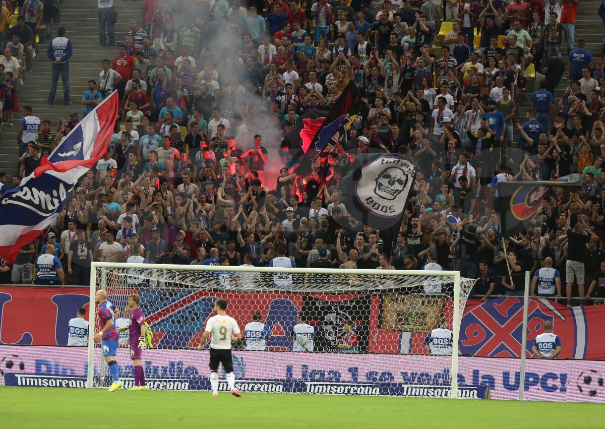 GALERIE FOTO Toboşarii giurgiuveni au încercat să suplinească numărul redus de spectatori :) » Banner-protest al steliştilor