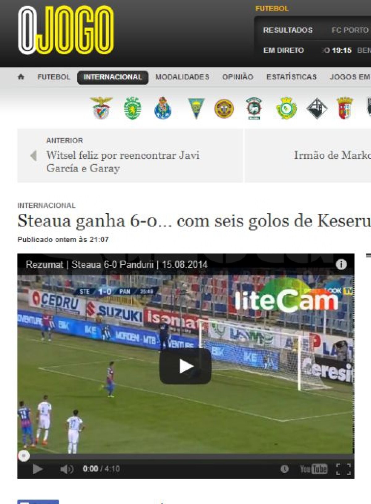 VIDEO Prestaţia lui Keşeru din meciul cu Pandurii a făcut înconjurul Europei » Gazzetta dello Sport: "El marchează mereu!"