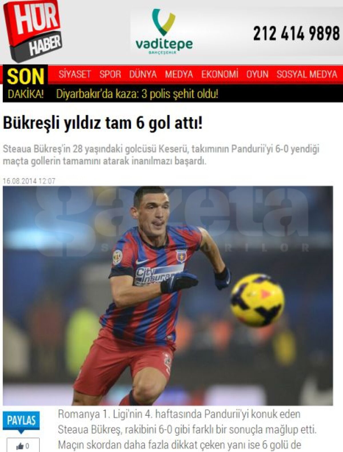 VIDEO Prestaţia lui Keşeru din meciul cu Pandurii a făcut înconjurul Europei » Gazzetta dello Sport: "El marchează mereu!"