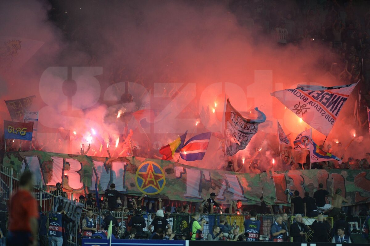 Galerie FOTO 2.000, dar buni tare! » Steaua a rămas fără sprijinul promis de fanii lui ŢSKA Sofia, dar tot a făcut atmosferă