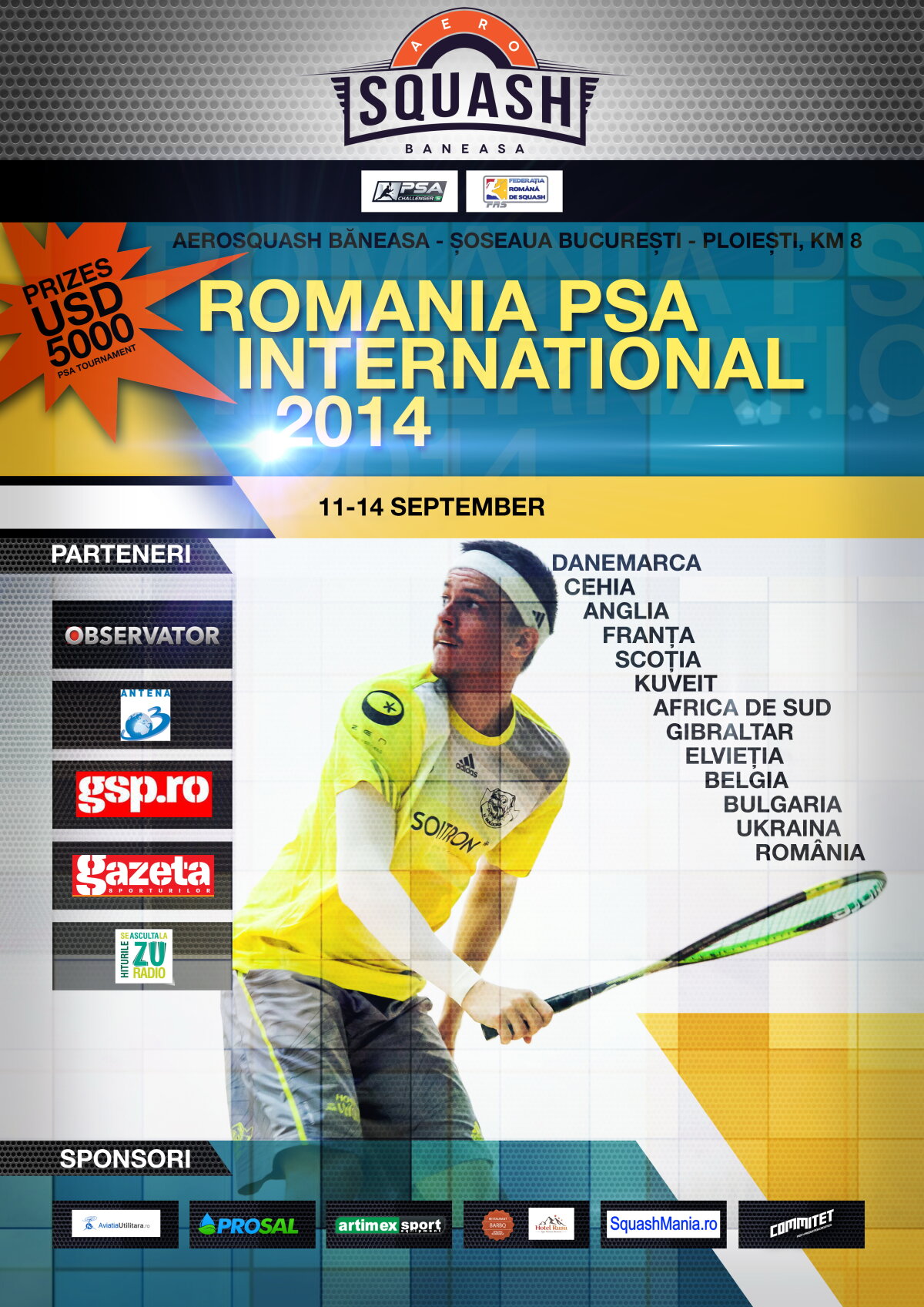 Cele mai importante competiţii de squash din România, în septembrie, la Bucureşti