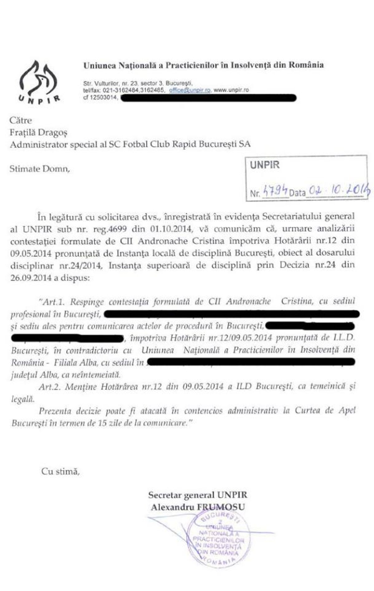 FOTO Cristina Andronache a fost îndepărtată de la Rapid! Documentele oficiale