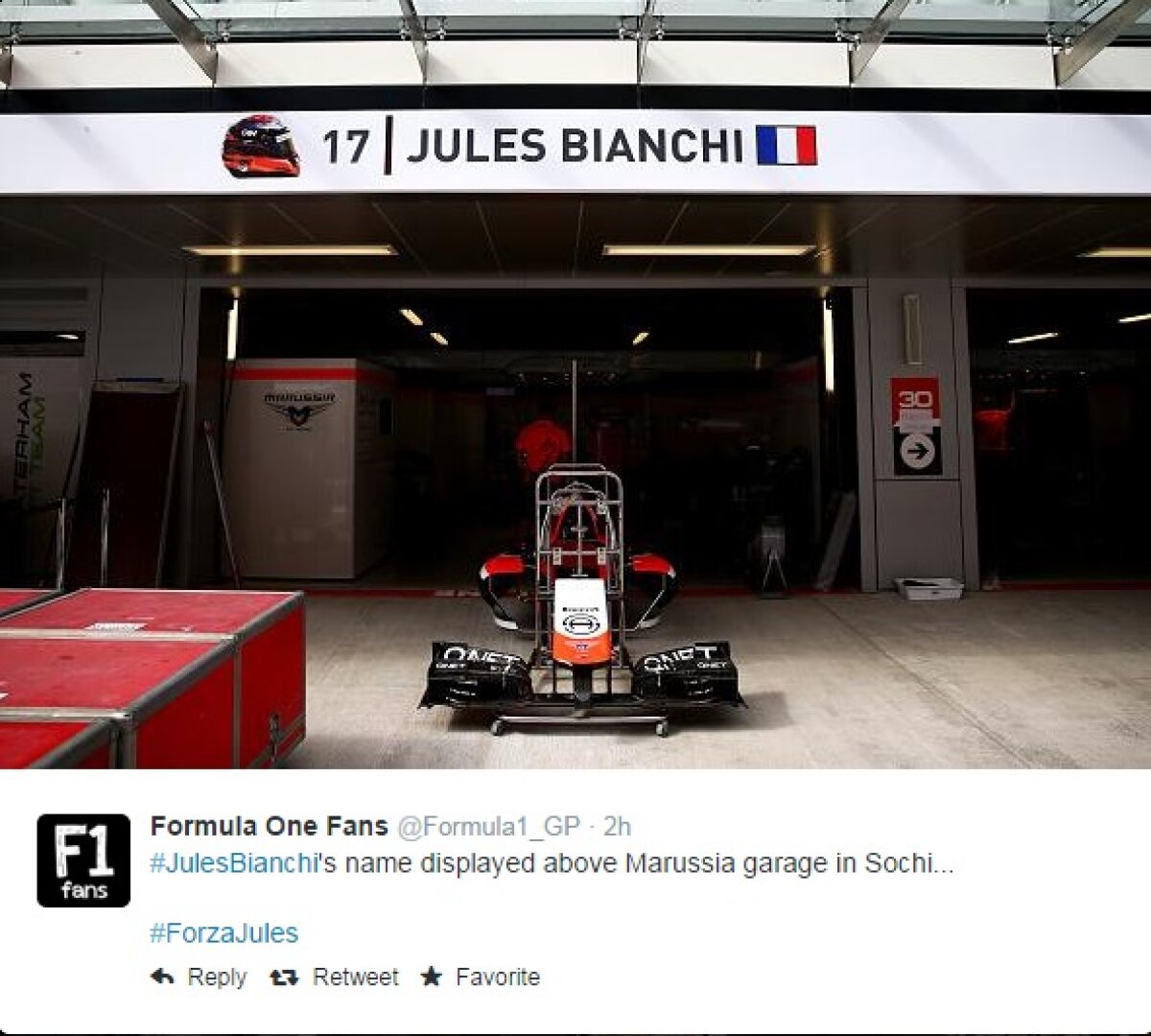 FOTO Gest emoţionant pentru Jules Bianchi! Mesajul piloţilor pentru francez