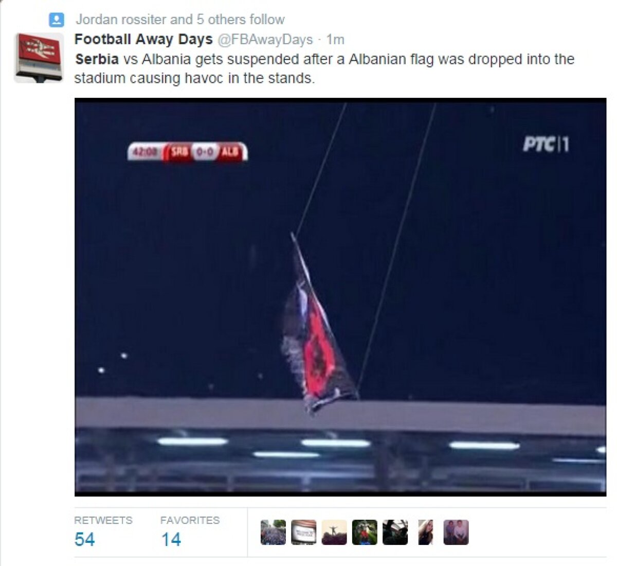 FOTO şi VIDEO O dronă a "aprins" stadionul » Incidente grave la Serbia - Albania! Meciul a fost suspendat