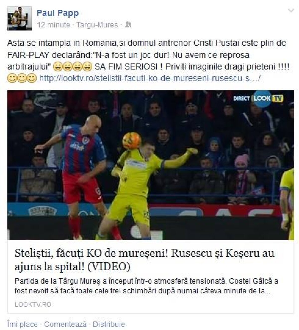 FOTO Paul Papp, nervos după finalul meciului! Mesaj pentru Cristi Pustai: "Să fim serioşi" » Mesajele postate la cîteva minute de la finalul jocului