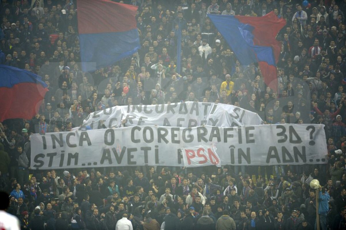 FOTO Contre între suporteri » Cele mai tari bannere de la Derby de România