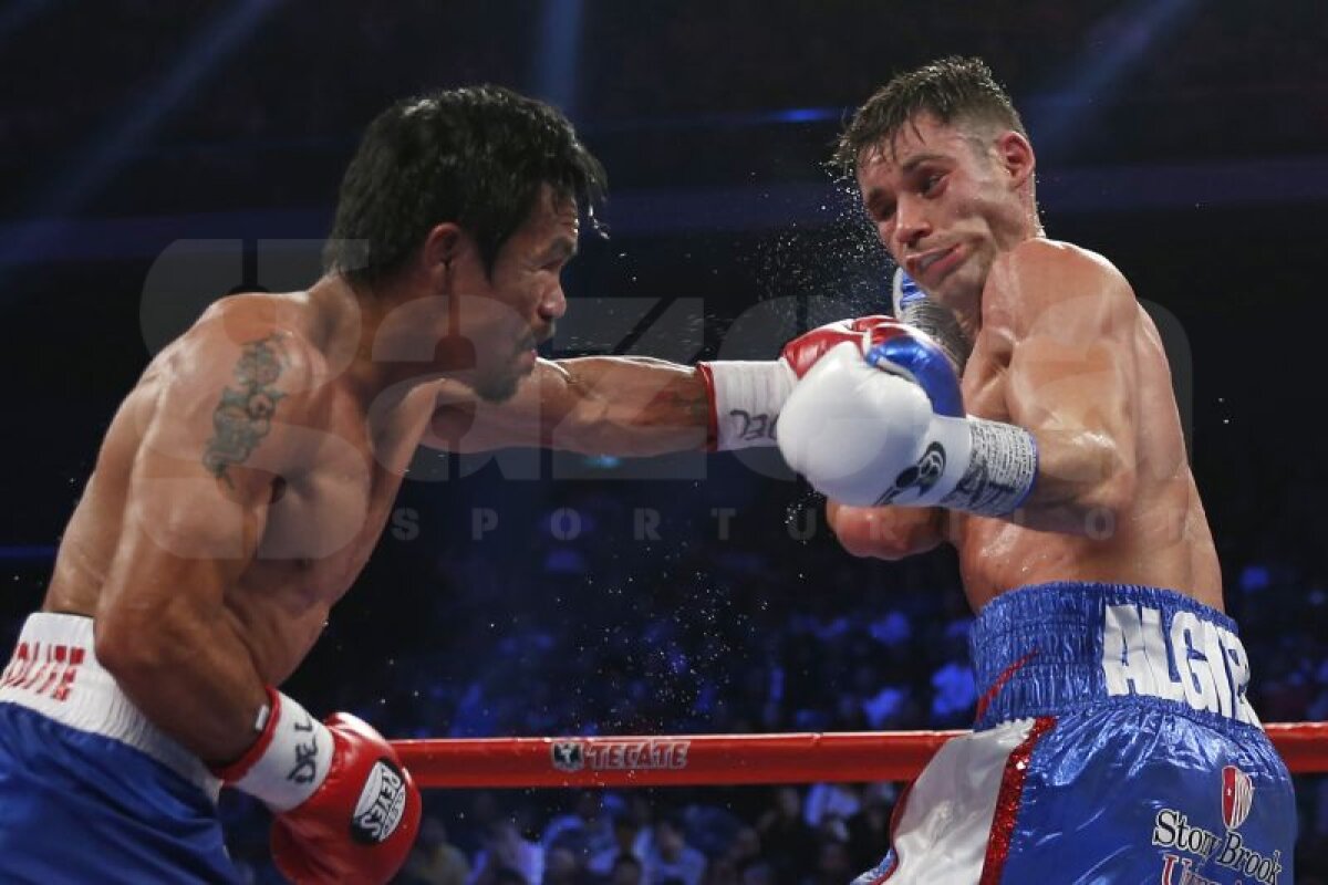 FOTO » Manny Pacquiao, tot mai aproape de un meci cu Floyd Mayweather » Filipinezul l-a învins pe Chris Algieri, după ce l-a trimis de 6 ori la podea!