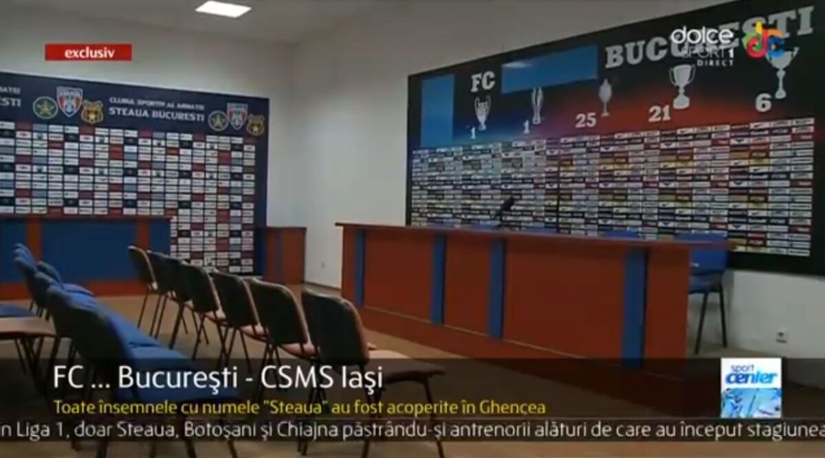 VIDEO şi FOTO Steaua fără nume » Gest fără precedent: oficialii roş-albaştrilor au scos numele "Steaua" şi sigla de pe panouri şi tabelă înainte de meciul cu CSMS Iaşi