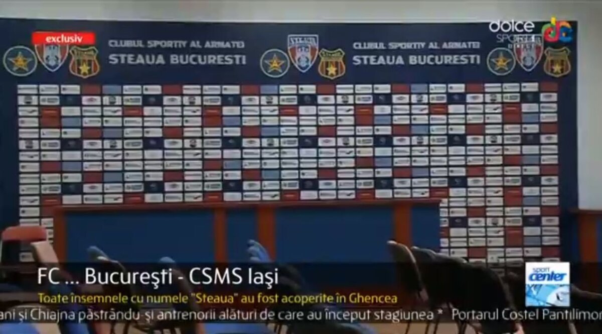 VIDEO şi FOTO Steaua fără nume » Gest fără precedent: oficialii roş-albaştrilor au scos numele "Steaua" şi sigla de pe panouri şi tabelă înainte de meciul cu CSMS Iaşi