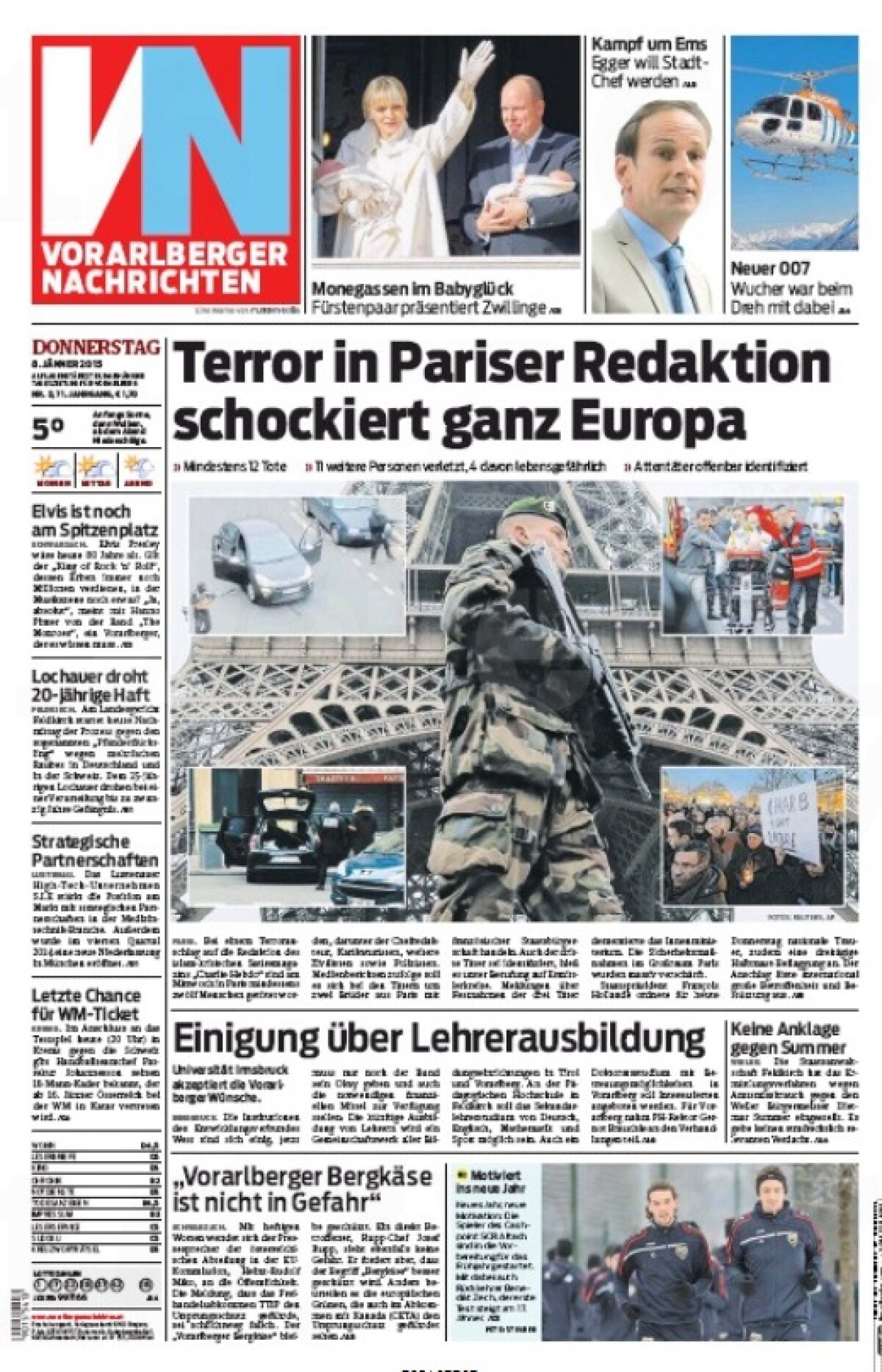 GALERIE FOTO Coperţi speciale » Peste 80 de ziare din întreaga lume au ieşit pe pagina întîi cu atacul terorist de la Paris
