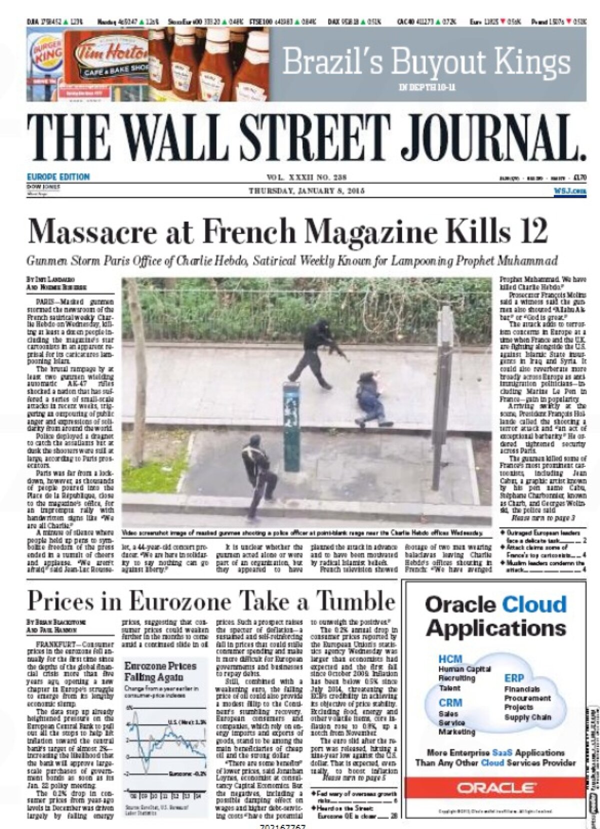 GALERIE FOTO Coperţi speciale » Peste 80 de ziare din întreaga lume au ieşit pe pagina întîi cu atacul terorist de la Paris