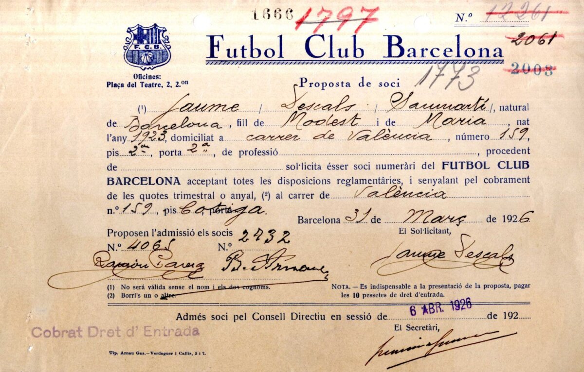 O viaţă blaugrana » Barcelona şi-a pierdut socio cu carnetul numărul 1: avea 91 de ani!