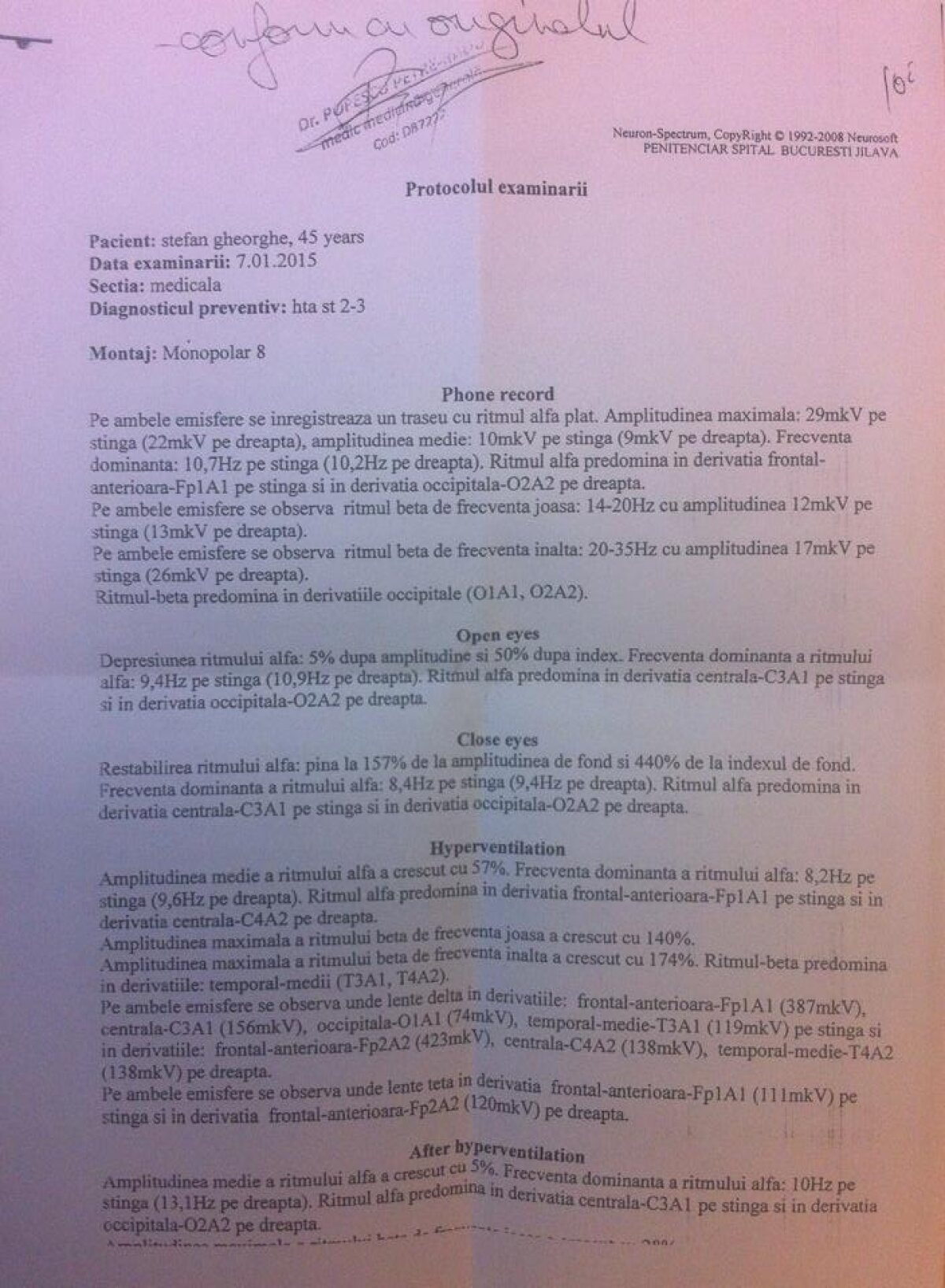 FOTO Acte oficiale » Gheorghe Ştefan vrea să iasă din închisoare: ”E suspect de cancer”