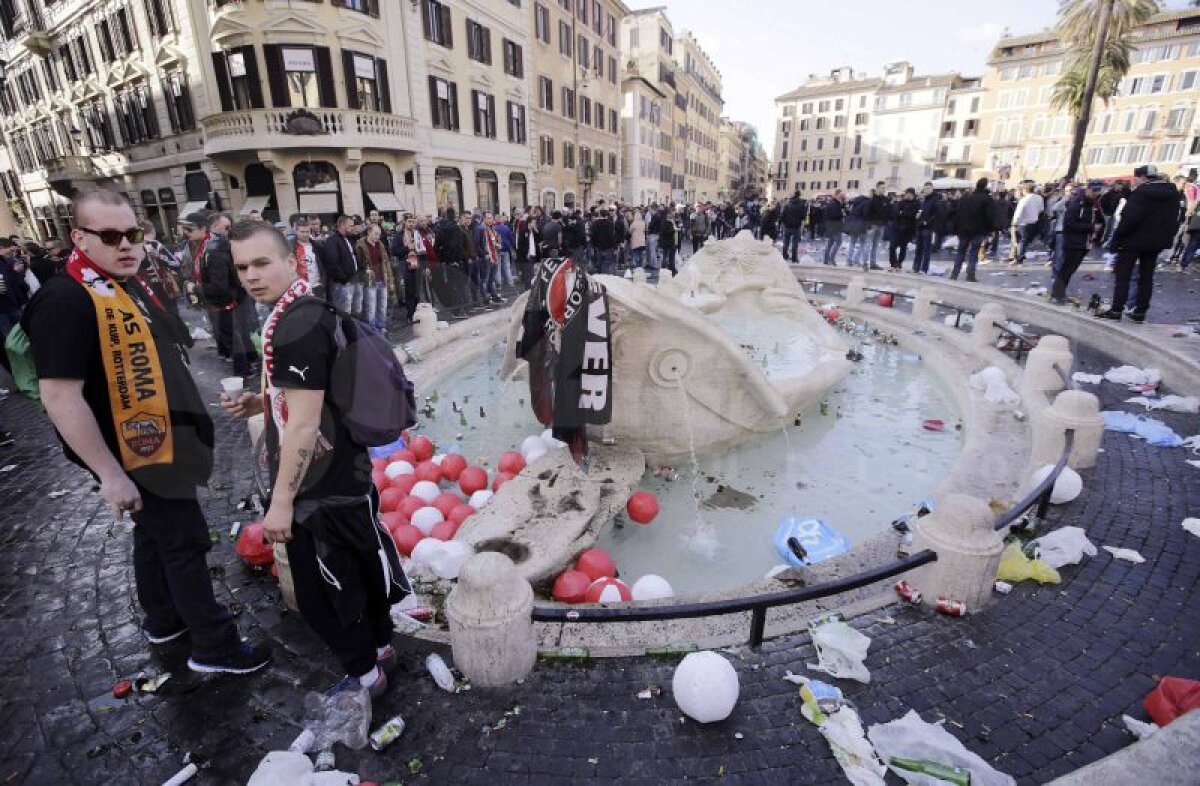 GALERIE FOTO şi VIDEO » Violenţe la Roma » Fanii lui Feyenoord au devastat oraşul şi s-au bătut cu forţele de ordine