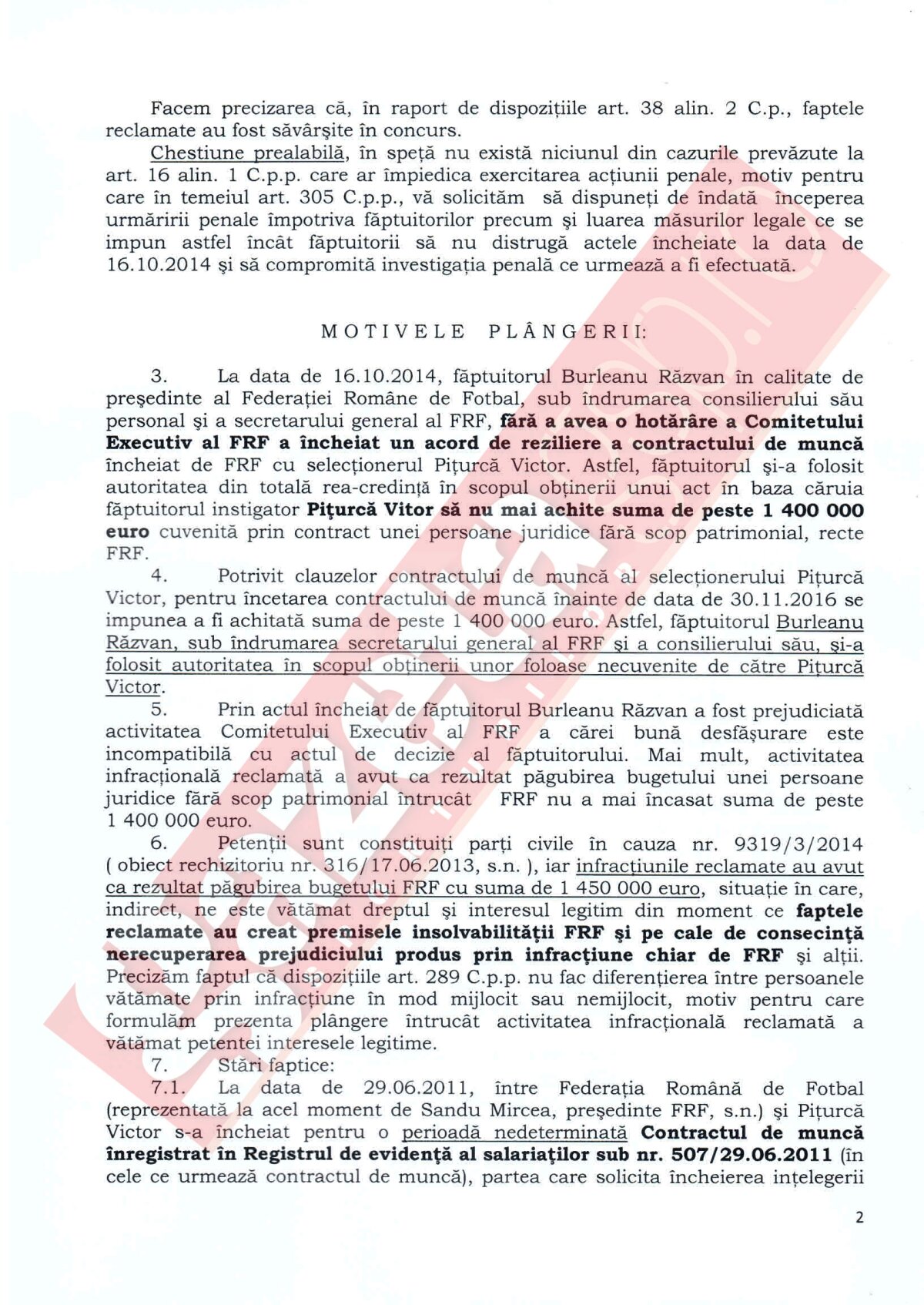 UPDATE Precizări DNA în dosarul clauzei lui Piţurcă: "A fost începută urmărirea penală «in rem»" » EXCLUSIV FOTO Cum arată plîngerea lui Mititelu