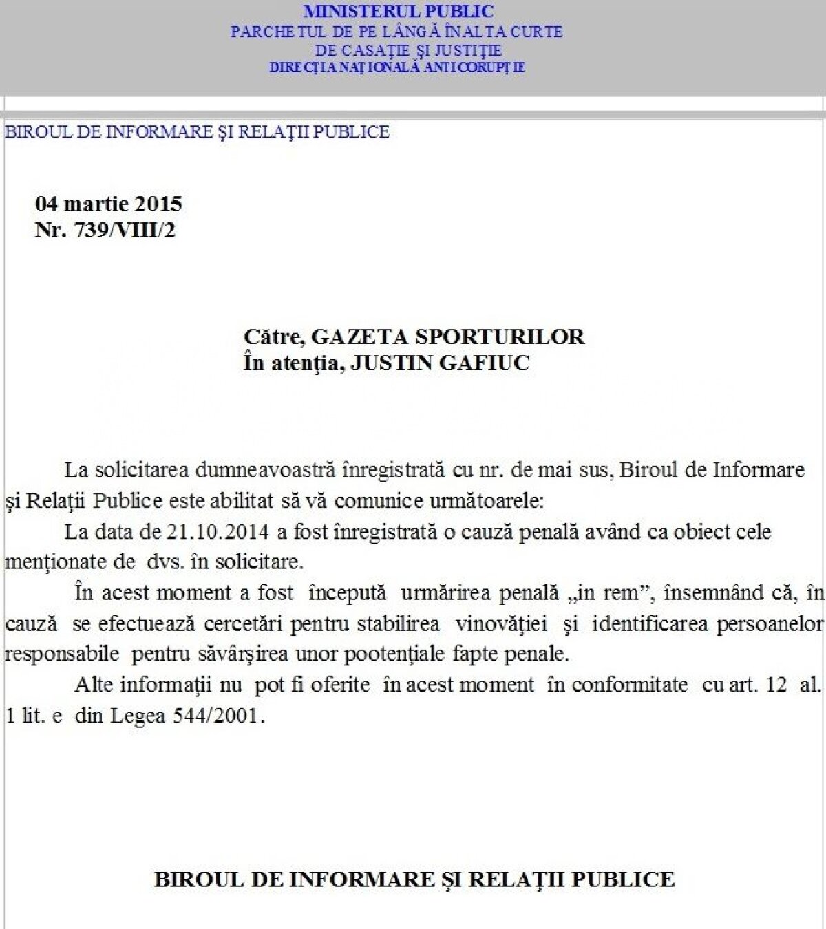UPDATE Precizări DNA în dosarul clauzei lui Piţurcă: "A fost începută urmărirea penală «in rem»" » EXCLUSIV FOTO Cum arată plîngerea lui Mititelu