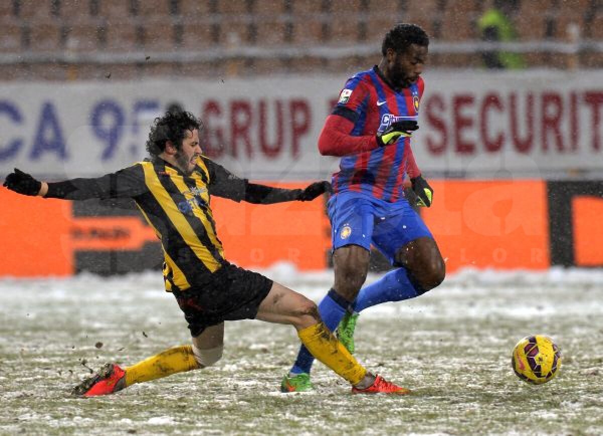VIDEO + FOTO Alunecă spre titlu! Steaua s-a impus la Piatra Neamţ, scor 1-0, pe un teren foarte greu, acoperit cu zăpadă