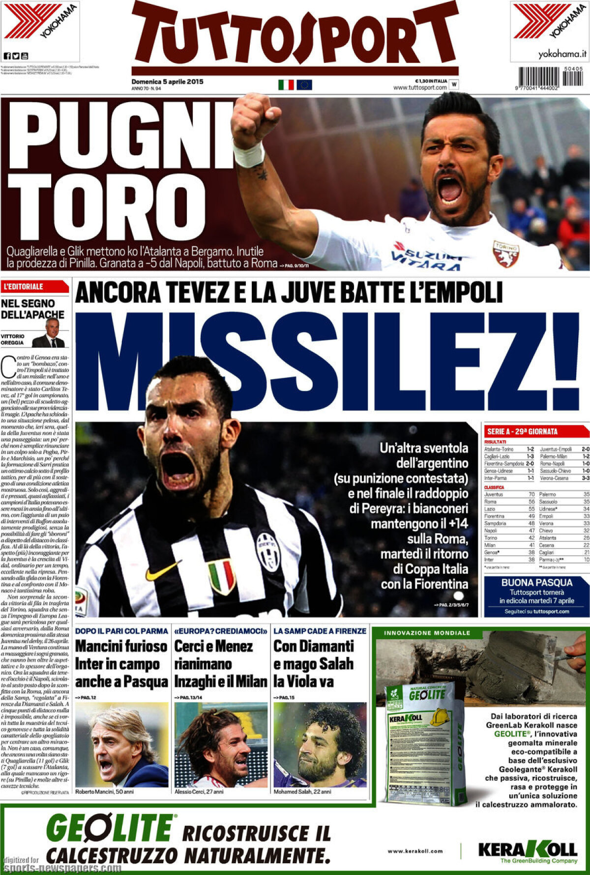 Ce scriu azi ziarele de sport din Europa (5 aprilie 2015)