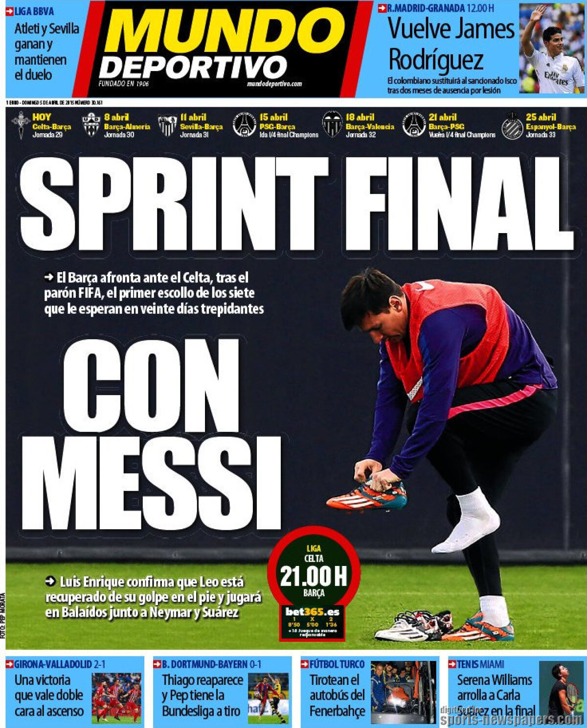 Ce scriu azi ziarele de sport din Europa (5 aprilie 2015)