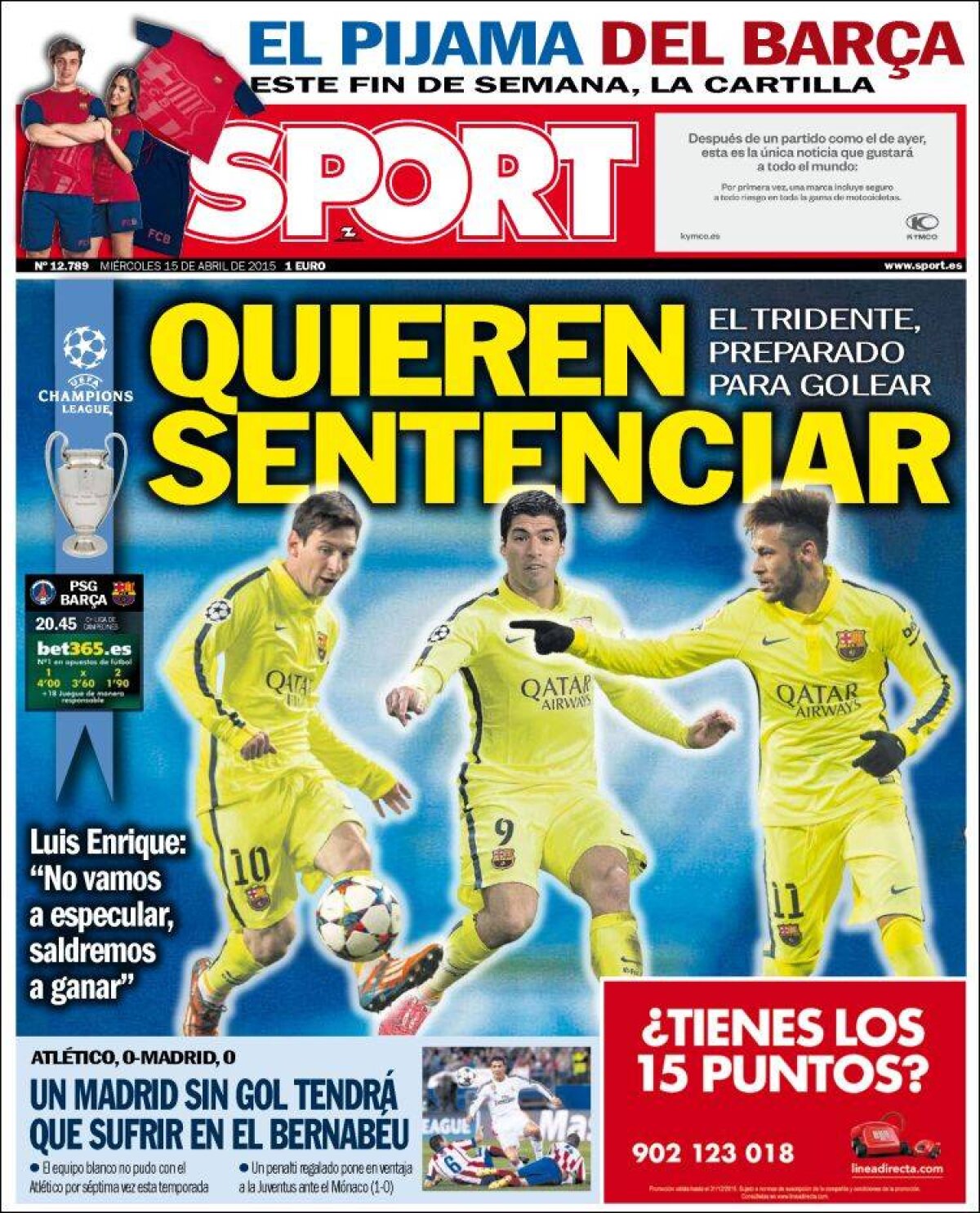 Ce scriu azi ziarele de sport din Europa (15 aprilie 2015)