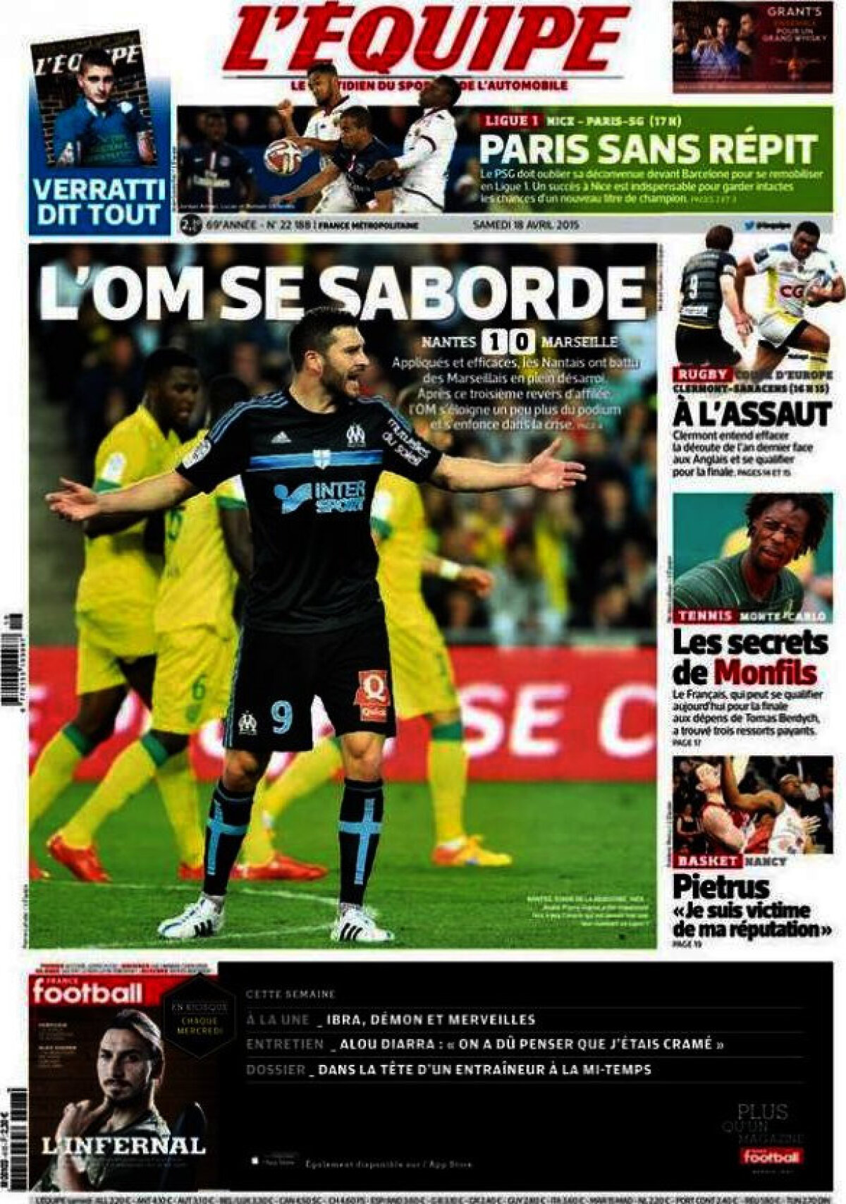 Ce scriu azi ziarele de sport din Europa (18 aprilie 2015)