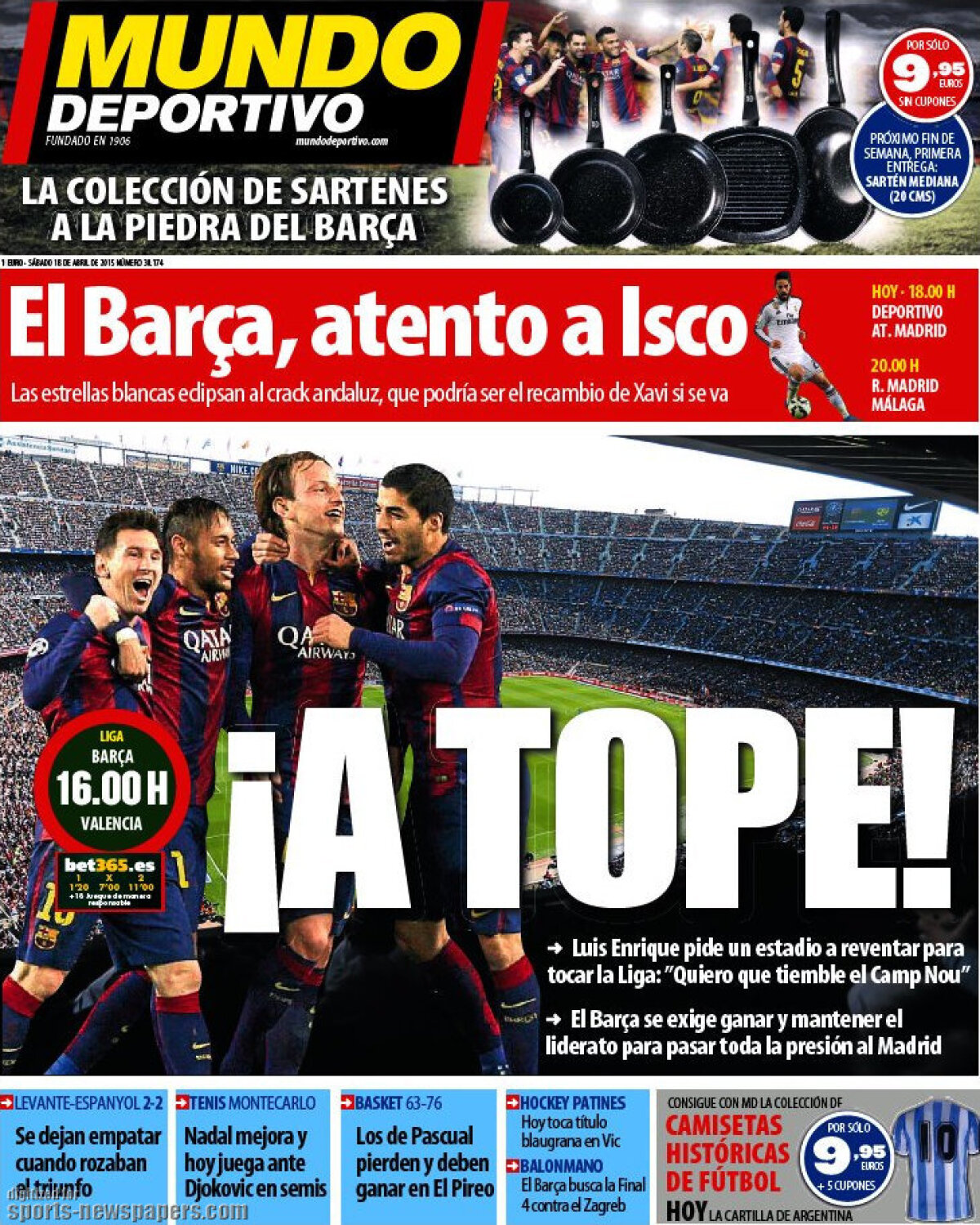 Ce scriu azi ziarele de sport din Europa (18 aprilie 2015)