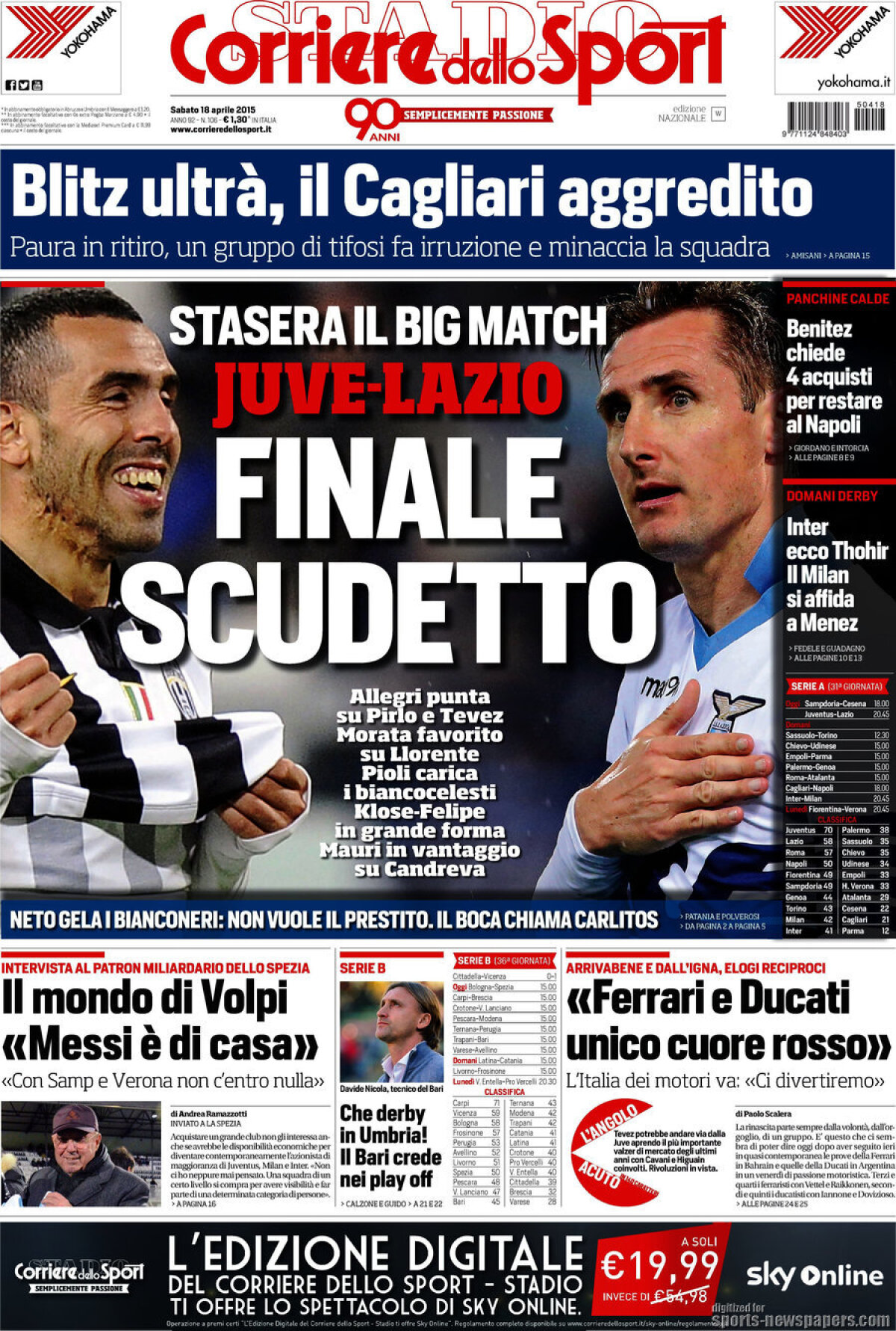 Ce scriu azi ziarele de sport din Europa (18 aprilie 2015)