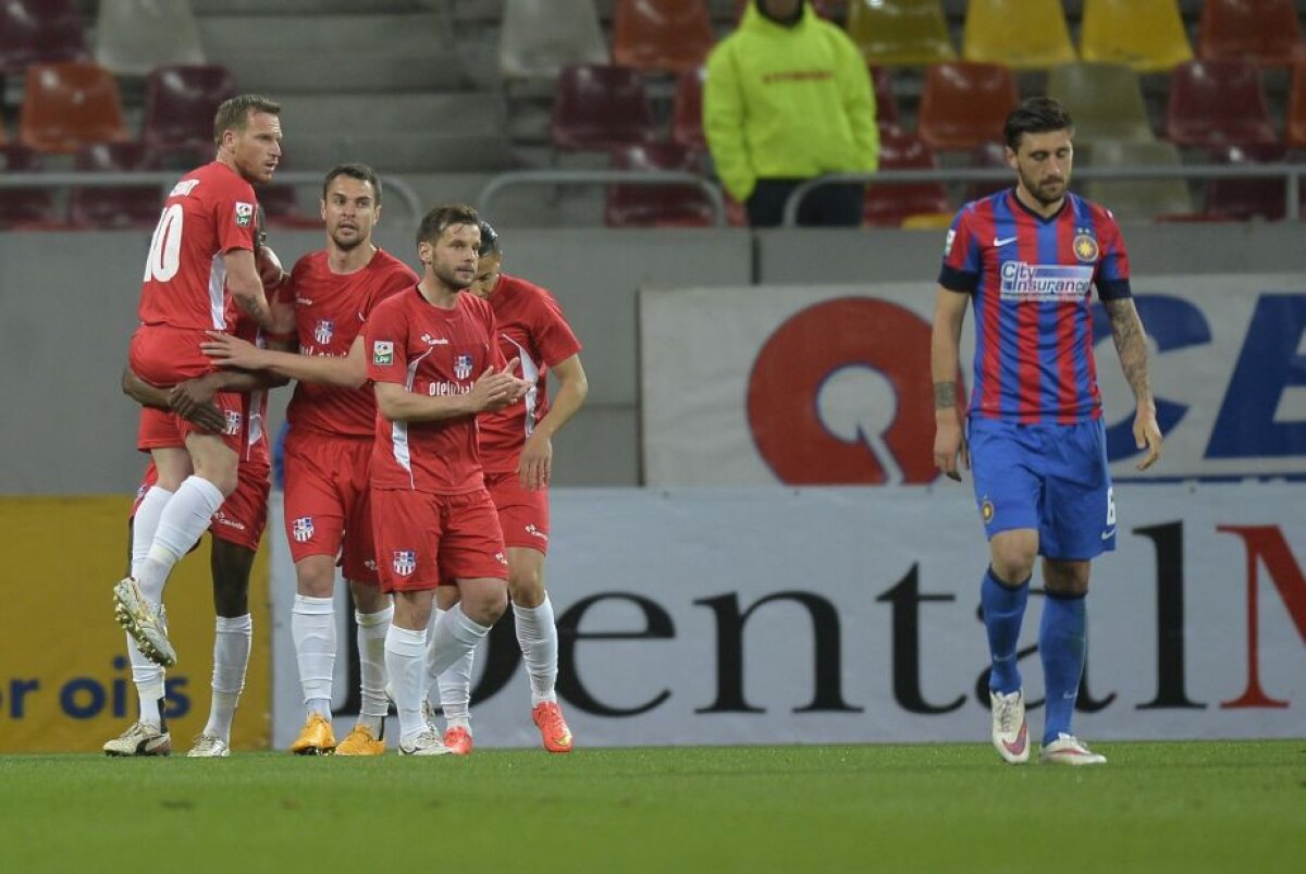 FOTO şi VIDEO Lupta la titlu e mai încinsă ca niciodată » Oţelul produce surpriza şi învinge Steaua pe Arena Naţională