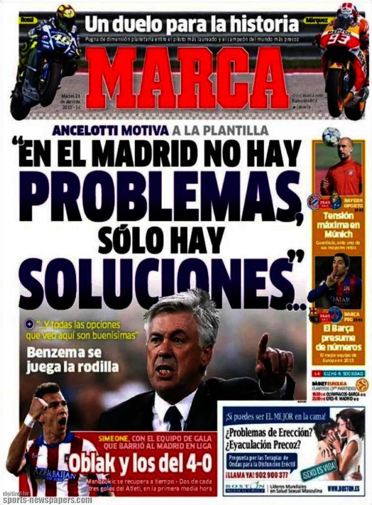 Ce scriu azi ziarele de sport din Europa (21 aprilie 2015)