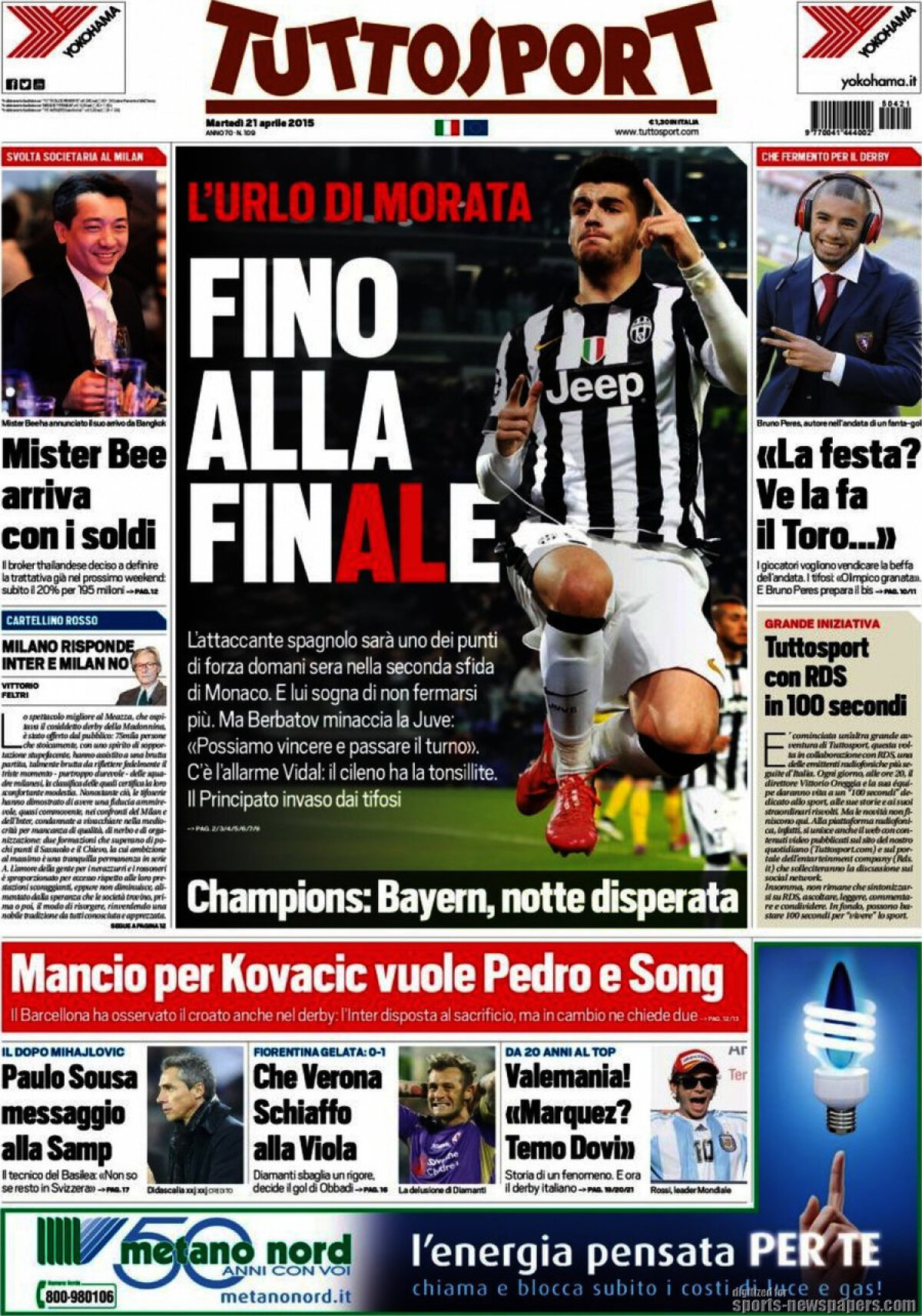 Ce scriu azi ziarele de sport din Europa (21 aprilie 2015)