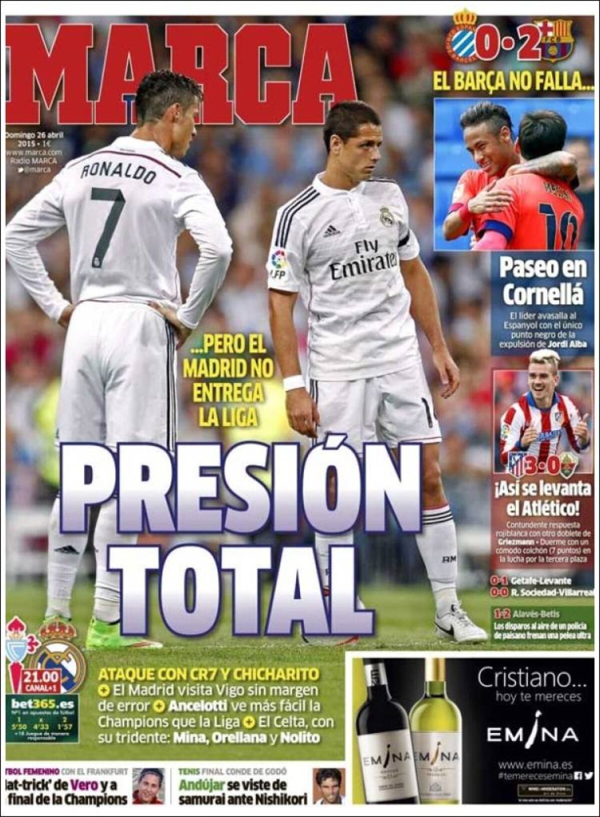 Ce scriu azi ziarele de sport din Europa (26 aprilie 2015)