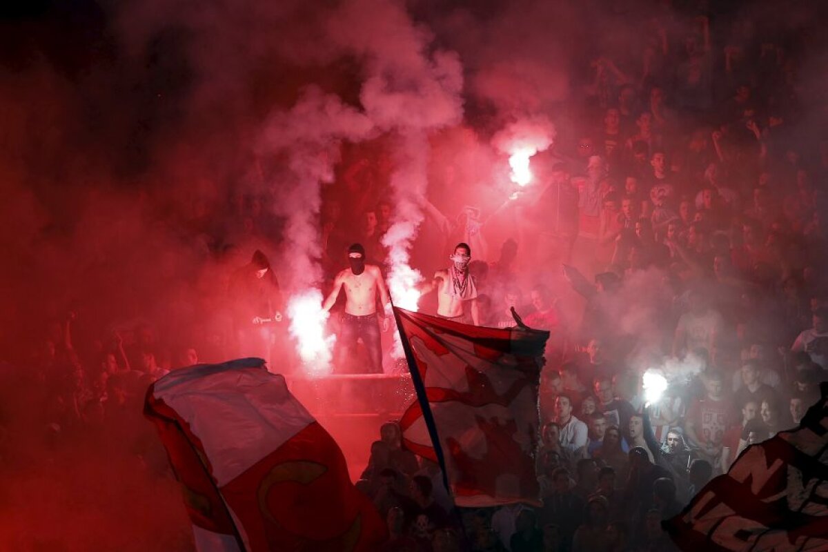 VIDEO și FOTO Bătaie generală la derby-ul Steaua Roșie - Partizan! 35 de polițiști răniți și 41 de suporteri arestați