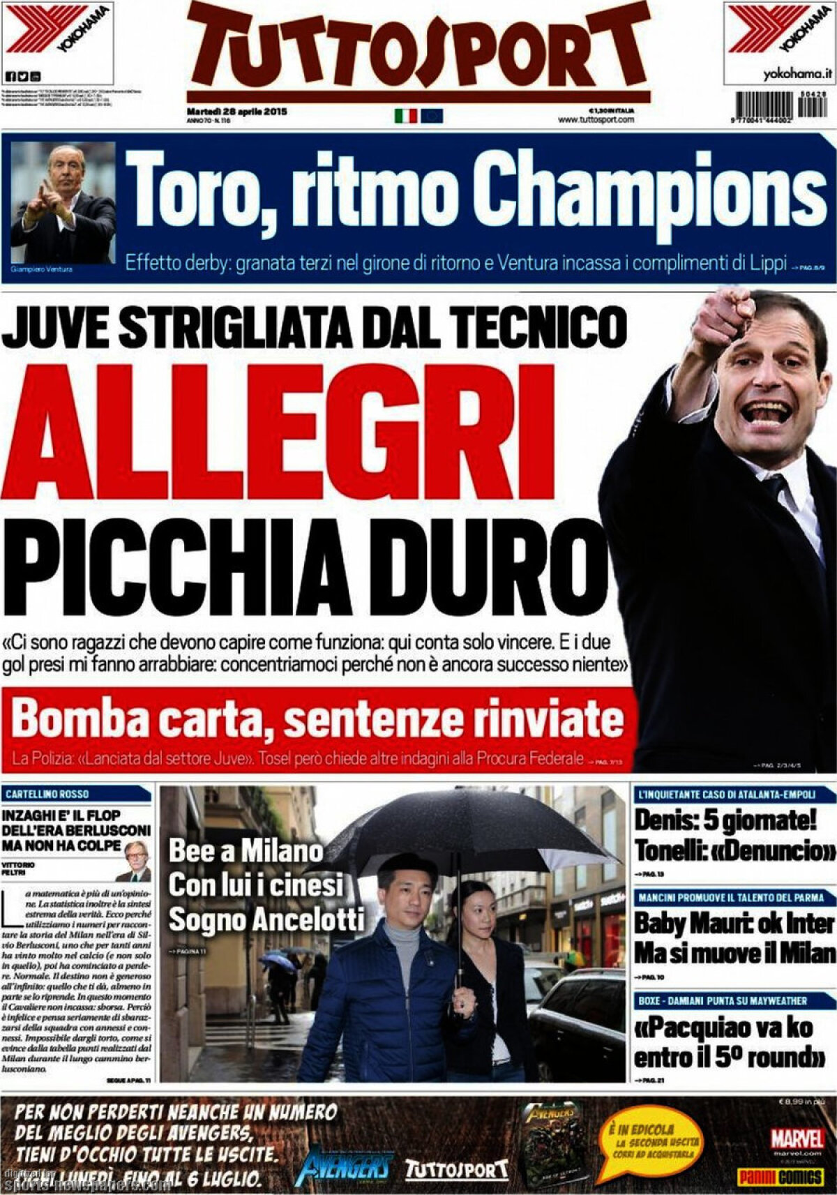 Ce scriu azi ziarele de sport din Europa (28 aprilie 2015)