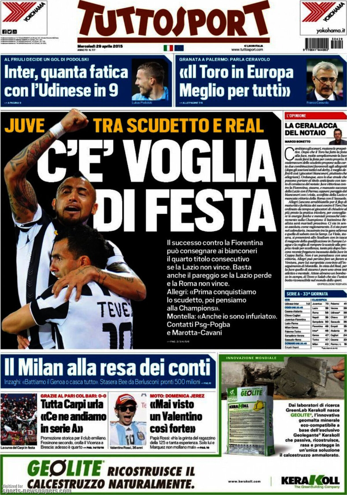 Ce scriu azi ziarele de sport din Europa (29 aprilie 2015)