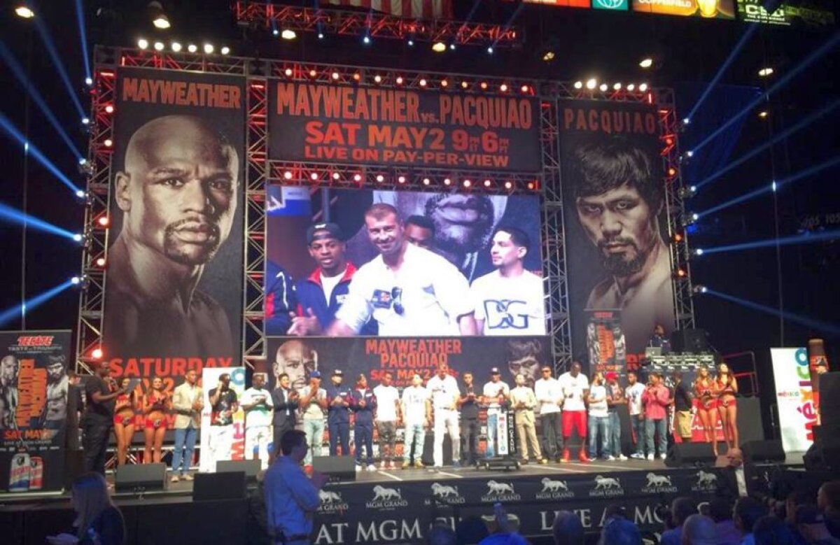 FOTO și VIDEO Lucian Bute, primit cu aplauze la cîntarul oficial dintre Pacquiao și Mayweather