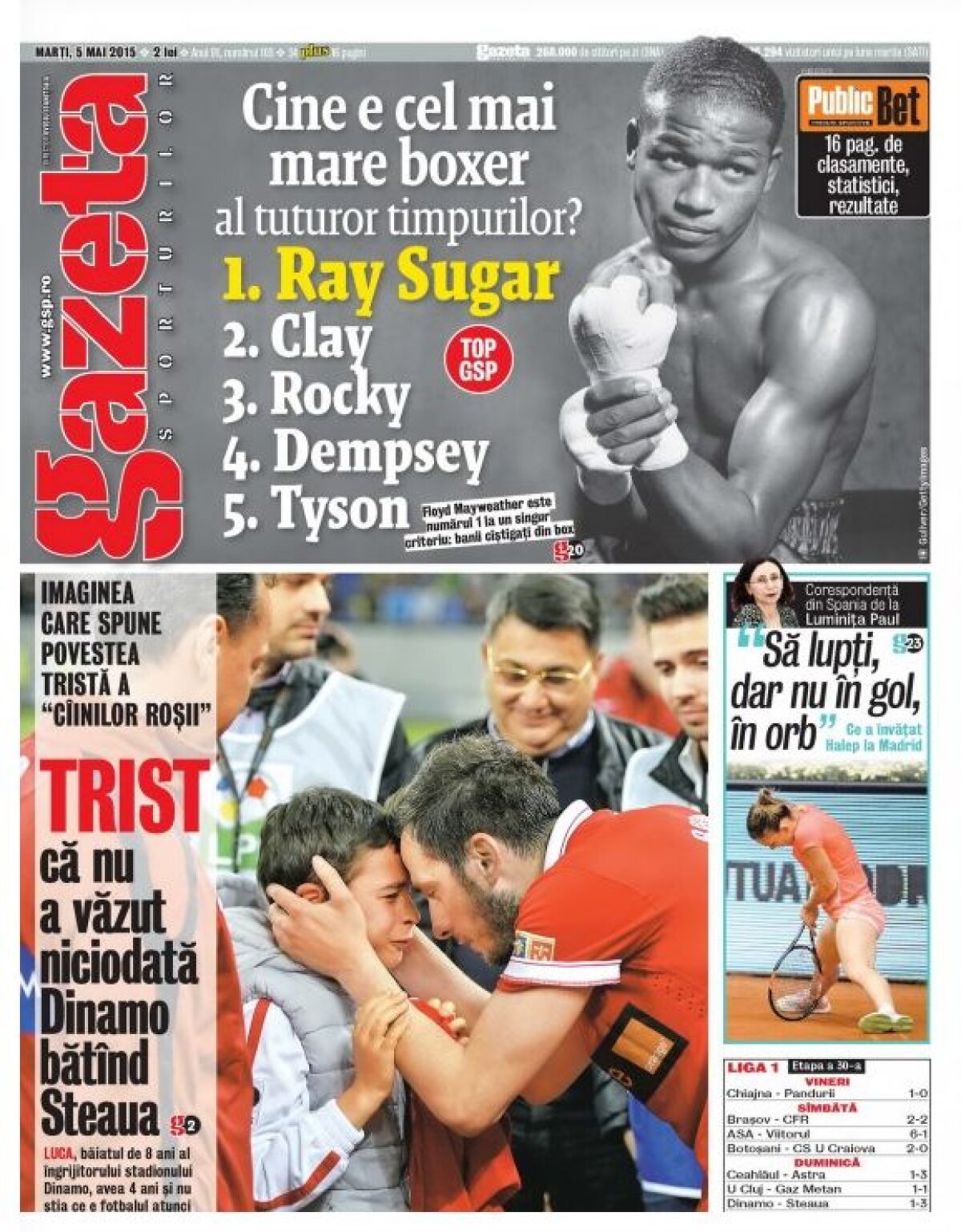 GALERIE FOTO Imaginea care a ținut azi prima pagină a Gazetei l-a emoționat pe Marica » Surpriză pentru puștiul dinamovist care a plîns după Derby