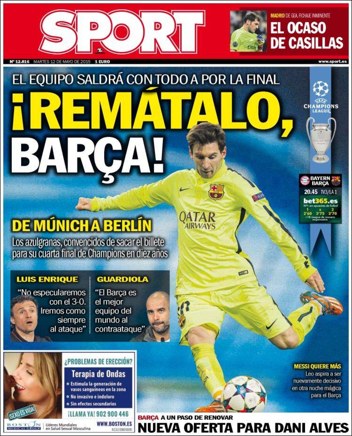 Ce scriu azi ziarele de sport din lume (12 mai 2015)